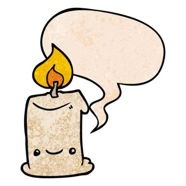 retro doku tarzında karikatür mum ve konuşma balonu