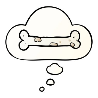 çizgi film kemik ve pürüzsüz degrade tarzında düşünce balonu