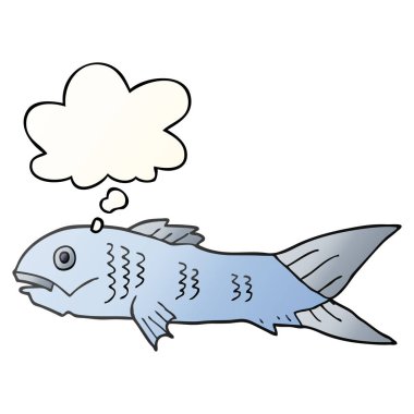 çizgi film balık ve pürüzsüz degrade tarzında düşünce balonu
