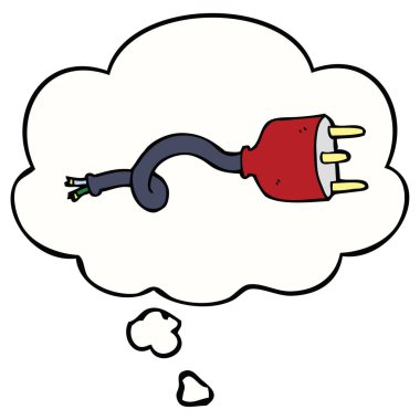karikatür elektrik fişi ve düşünce kabarcığı