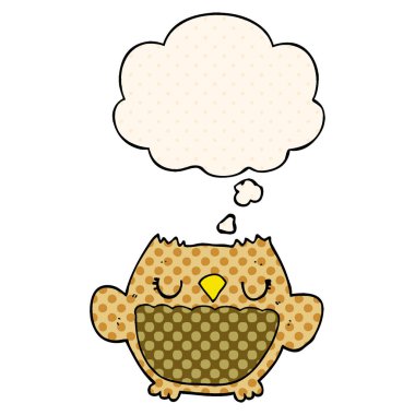 çizgi film baykuş ve çizgi roman tarzında düşünce balonu