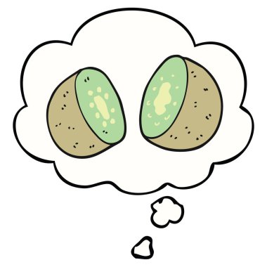 karikatür kivi ve düşünce balonu