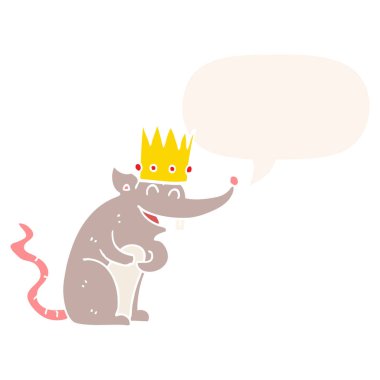 retro tarzında karikatür sıçan kral gülme ve konuşma balonu