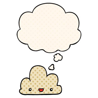 çizgi film küçük mutlu bulut ve çizgi roman tarzında düşünce balonu