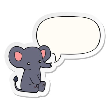 karikatür fil ve konuşma balonu etiket