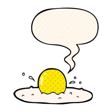 çizgi roman tarzında karikatür kızarmış yumurta ve konuşma balonu