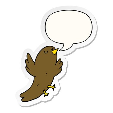 karikatür kuş ve konuşma kabarcık etiket