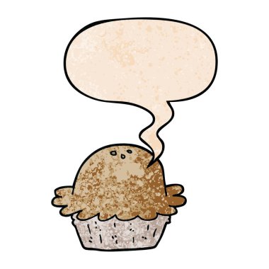 retro doku tarzında karikatür pasta ve konuşma balonu