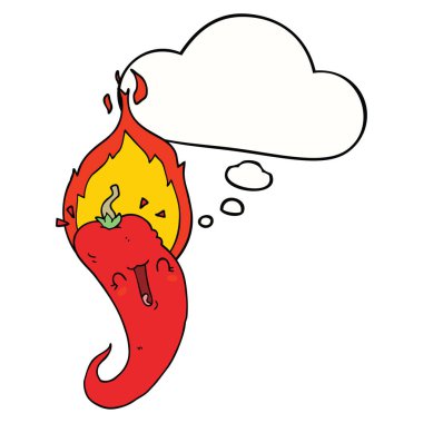 karikatür yanan acı biber ve düşünce kabarcık