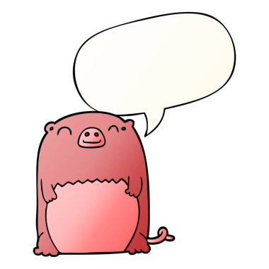 düzgün degrade tarzında karikatür yaratık ve konuşma balonu