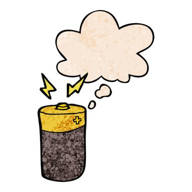 karikatür pil ve grunge doku desen sty düşünce balonu