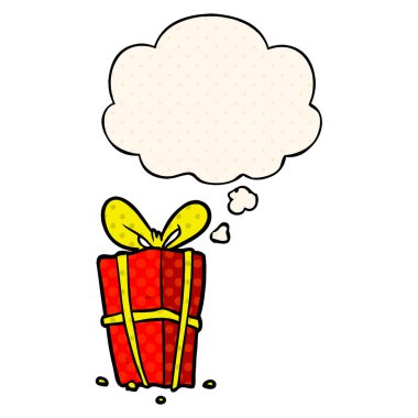 çizgi film xmas mevcut ve çizgi roman tarzında kabarcık düşünce