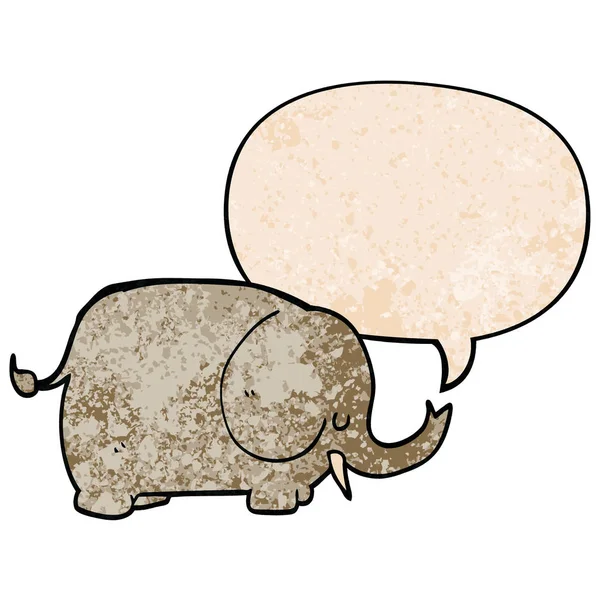 Retro doku tarzında karikatür fil ve konuşma balonu — Stok Vektör