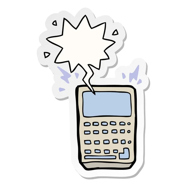 Calculadora de dibujos animados y pegatina de la burbuja del habla — Vector de stock