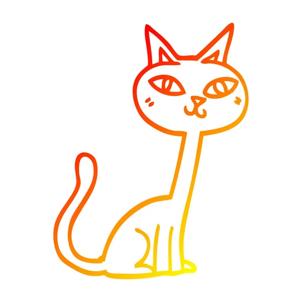 Ζεστό γραμμή διαβάθμισης σχέδιο γάτα καρτούν — Διανυσματικό Αρχείο