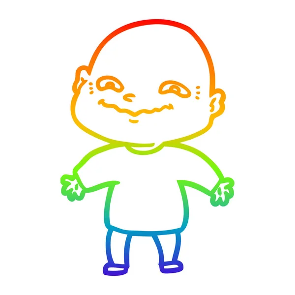 Arco-íris linha gradiente desenho cartoon nervoso homem —  Vetores de Stock