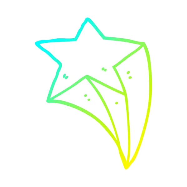 Kall gradient linje ritning Cartoon Shooting Star — Stock vektor