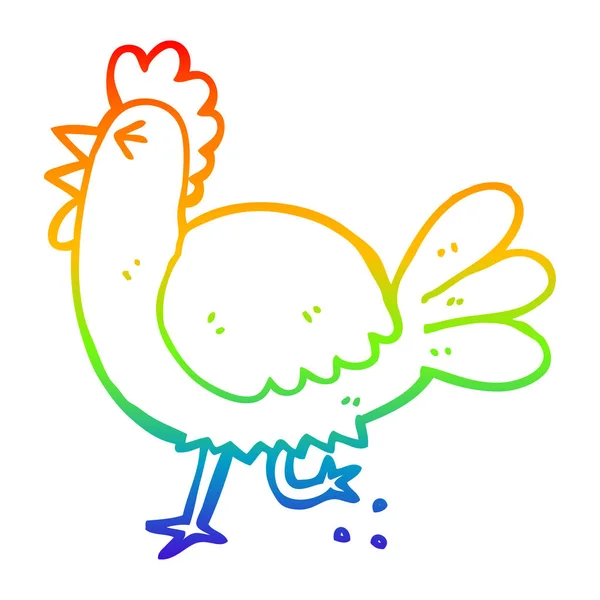 Arco iris gradiente línea dibujo dibujos animados gallo — Vector de stock