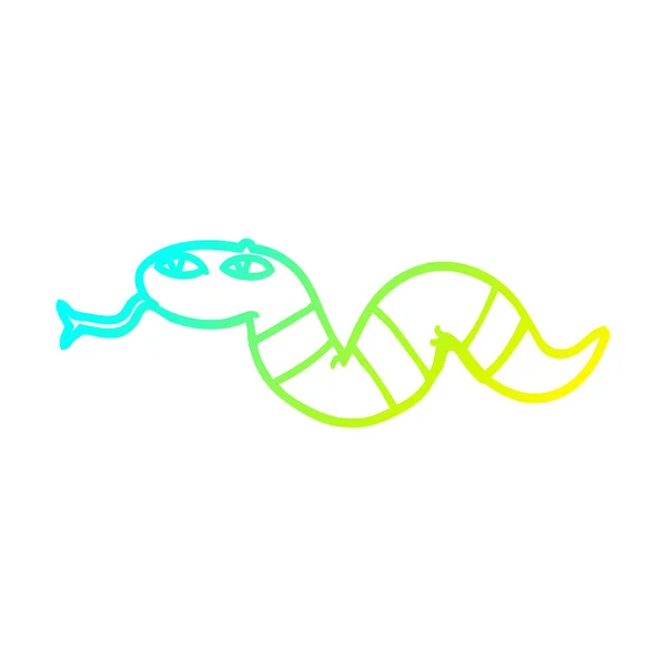 Línea de gradiente frío dibujo serpiente de dibujos animados — Vector de stock