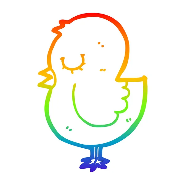 Gradient arc-en-ciel ligne dessin oiseau dessin animé — Image vectorielle