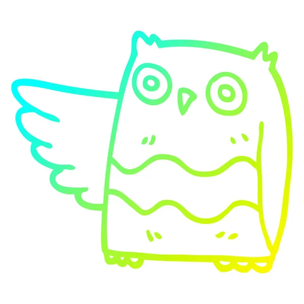 Čára studeného přechodu kresba kreslená šťastná sova — Stockový vektor