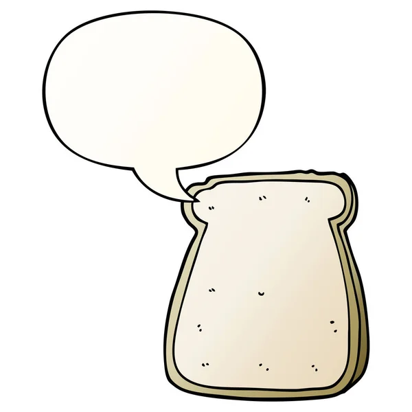Pürüzsüz degrade stil ekmek ve konuşma balonu karikatür dilim — Stok Vektör