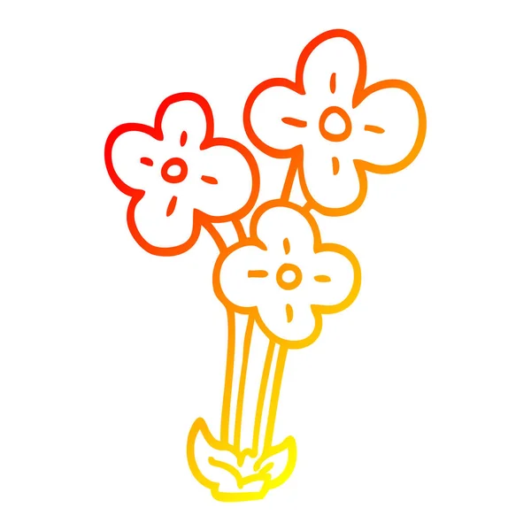 Warme Gradientenlinie Zeichnung Cartoon-Blumenstrauß — Stockvektor