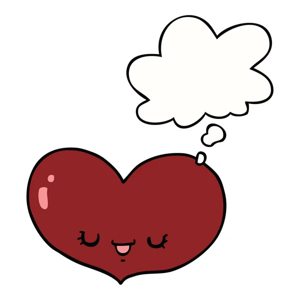 Cartoon liefde hart karakter en dacht Bubble — Stockvector