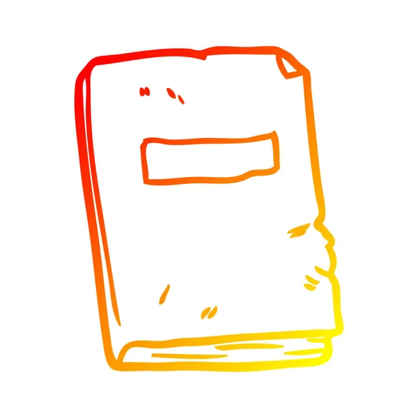 Línea de gradiente caliente dibujo golpeado viejo cuaderno — Vector de stock
