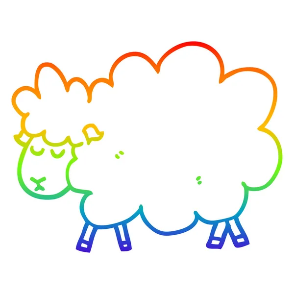 Rainbow gradient line drawing cartoon sheep — Stock Vector