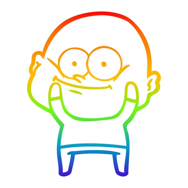 彩虹渐变线绘制卡通秃头男子盯着 — 图库矢量图片
