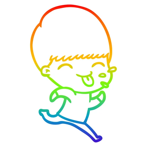 Regenbogen Gradientenlinie Zeichnung Karikatur unhöflicher Mann — Stockvektor