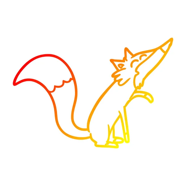 Warme kleurovergang lijntekening cartoon Fox — Stockvector