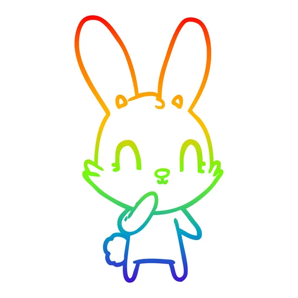 Duhový gradient čára kreslení rozkošný kreslený králík — Stockový vektor