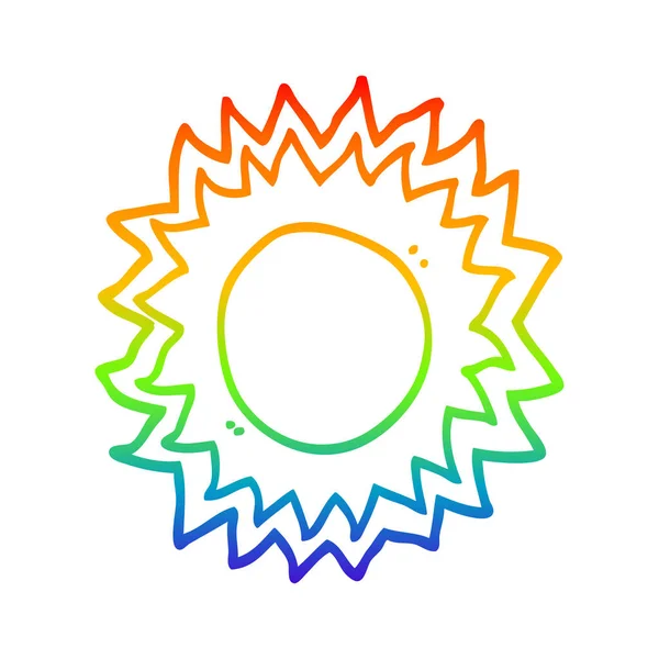 Arco-íris linha gradiente desenho desenhos animados sol — Vetor de Stock