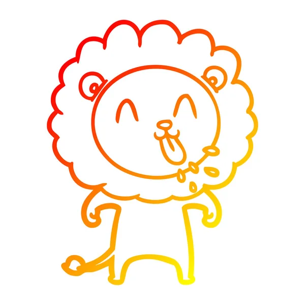 Linea gradiente caldo disegno felice cartone animato leone — Vettoriale Stock