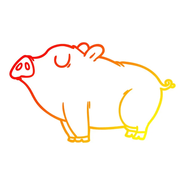 暖梯度线绘制卡通猪 — 图库矢量图片