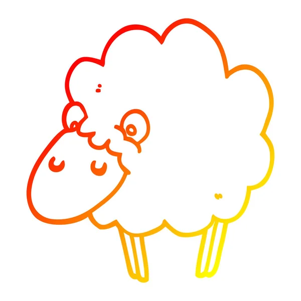 Chaud dégradé ligne dessin dessin animé moutons — Image vectorielle