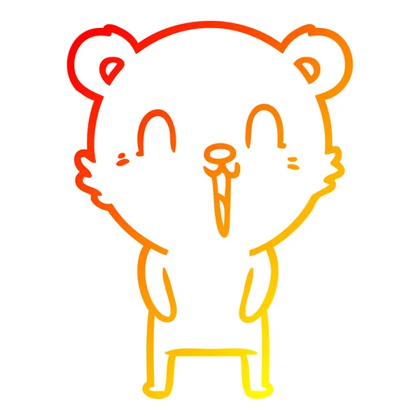 Varm gradient linje ritning Happy Cartoon Bear — Stock vektor