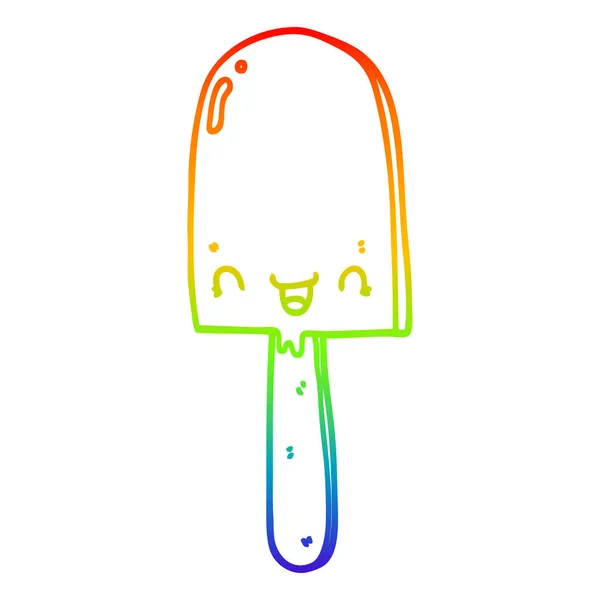 Linea gradiente arcobaleno disegno cartone animato ghiaccio lolly — Vettoriale Stock