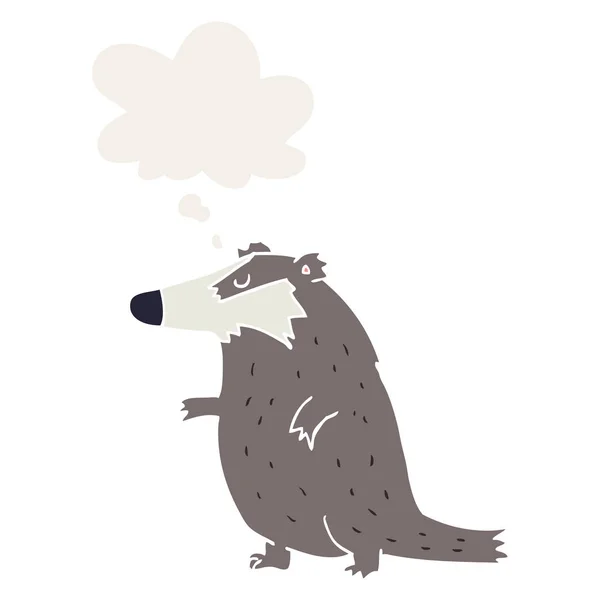 Cartoon Badger en dacht bubble in retro stijl — Stockvector