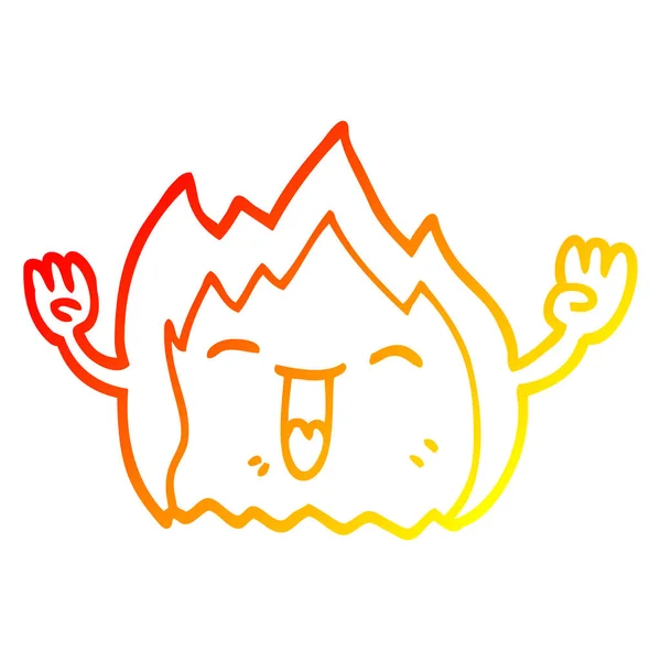 Chaud gradient ligne dessin dessin animé heureux gaz flamme — Image vectorielle