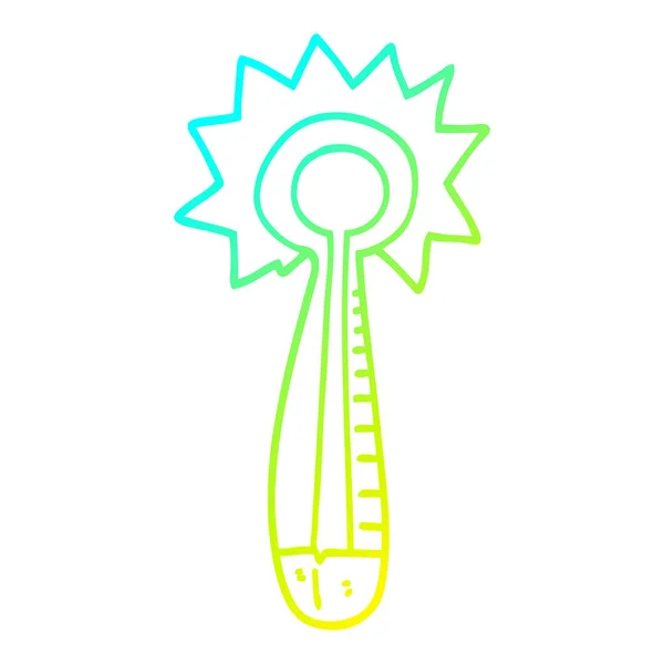 Kalte Gradientenlinie Zeichnung Cartoon medizinisches Thermometer — Stockvektor