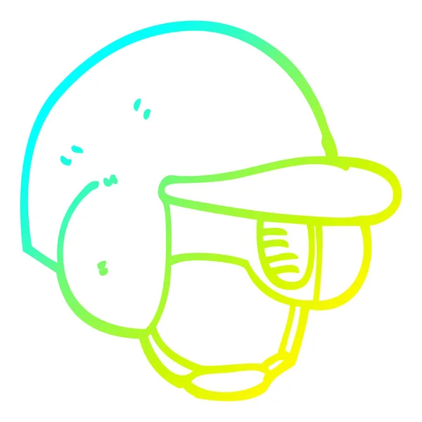 Cold gradient line drawing cartoon baseball helmet — Stock Vector