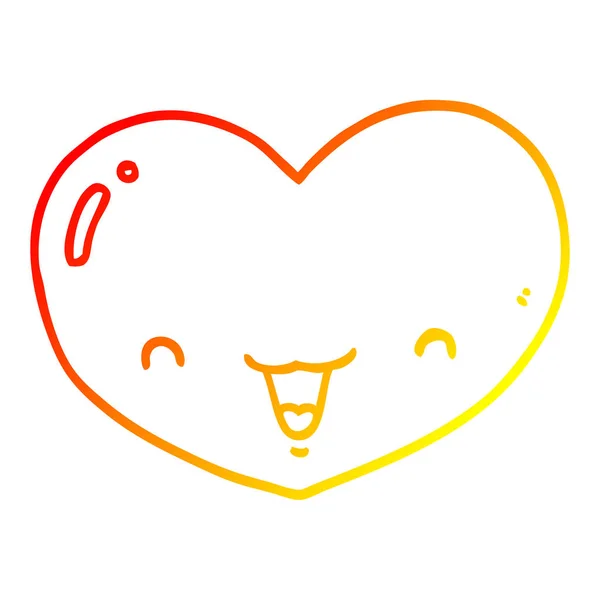 Chaud dégradé ligne dessin dessin animé amour coeur caractère — Image vectorielle