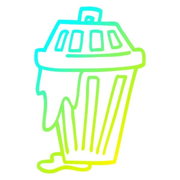 Linha gradiente frio desenho cartoon lixo bin — Vetor de Stock