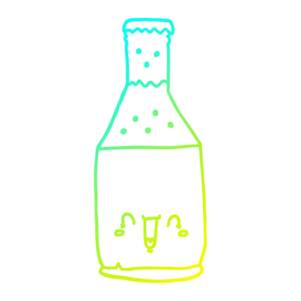 Linea gradiente freddo disegno cartone animato bottiglia di birra — Vettoriale Stock