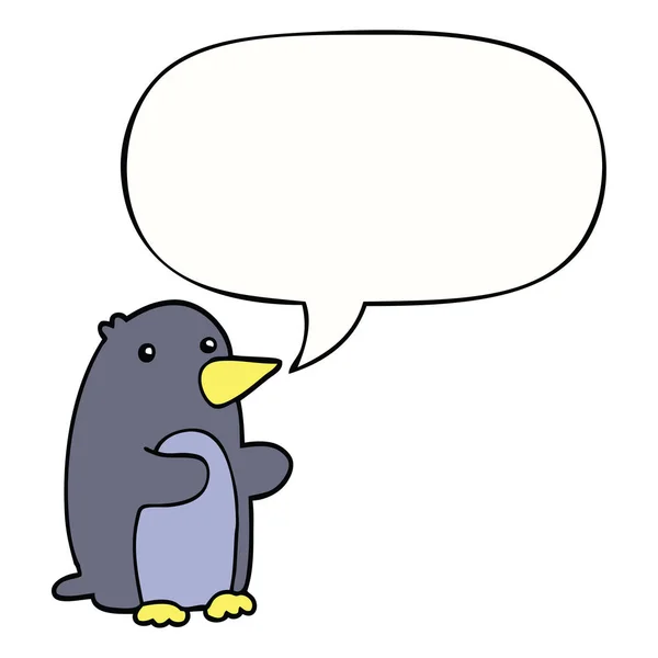 Tecknad pingvin och pratbubbla — Stock vektor