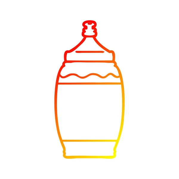 Warm gradient line drawing cartoon ketchup bottle — Stock Vector