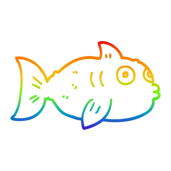 漫画の魚を描く虹のグラデーションライン — ストックベクタ